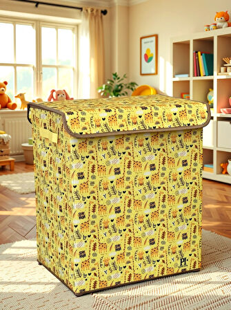 Stay Gıraffe Büyük Boy Kapaklı Kirli Çamaşır Oyuncak Düzenleyici Saklama Kutusu Sepeti 40x50x30