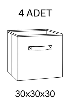4’lü Siyah Kumaş Dolap İçi Düzenleyici Kutu - 30x30x30 cm Katlanabilir Çok Amaçlı Saklama Kutusu
