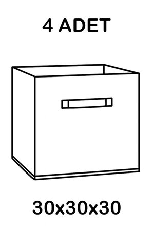 4’lü Krem Kumaş Dolap İçi Düzenleyici Kutu - 30x30x30 cm Katlanabilir Çok Amaçlı Saklama Kutusu
