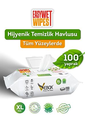 Vebox Easy Wet Wipes Yüzey Temizleme Havlusu 100 Yaprak