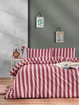  Tabu Home  Ranforce Bordo Tek Kişilik Nevresim Takımı