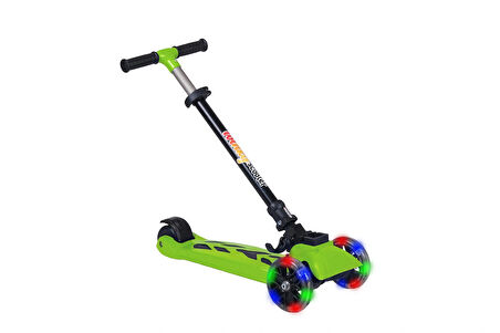 Winky Katlanabilir Scooter 3 Tekerli Mavi Işıklı Yeşil 5+Yaş