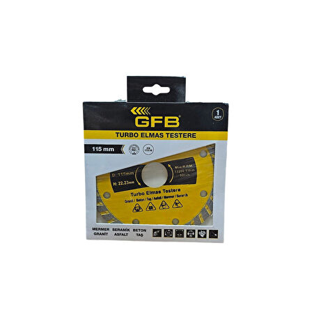 GFB TURBO ELMAS MERMER GRANİT KESİCİ 115 MM TEKLİ