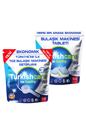 Bulaşık Deterjanı Premium Tablet 40 Yıkama + Bulaşık Makinesi Deterjanı Toz 40 Yıkama