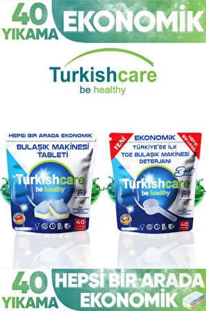 Bulaşık Deterjanı Premium Tablet 40 Yıkama + Bulaşık Makinesi Deterjanı Toz 40 Yıkama