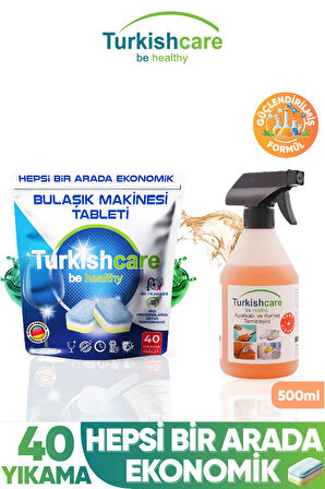 Hepsi Bir Arada 40 Yıkama Bulaşık Deterjanı Premium Tablet + Çok Amaçlı Leke Çıkarıcı Sprey 500ml
