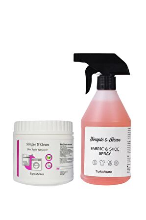 Ayakkabı Ve Kumaş Temizleme Spreyi 500ml + Organik Bio Çamaşır ve Bulaşık Leke Çıkarıcı Toz 500 gr