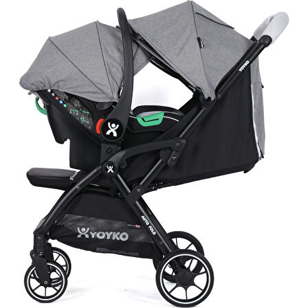 Wow Kabin Boy Tek Elle Kolay Katlanır Travel Bebek Arabası Autofold Grey Black