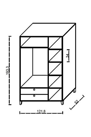 Kuzeylife 4 Kapaklı 6 Raflı Ekstra Derin Gardrop-52 cm Derinlik