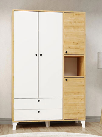 Kuzeylife 4 Kapaklı 6 Raflı Ekstra Derin Gardrop-52 cm Derinlik