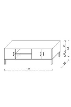 Rivo Tv Ünitesi Legnano-Beyaz Raflı ve Kapaklı Modern Tasarım 150 cm
