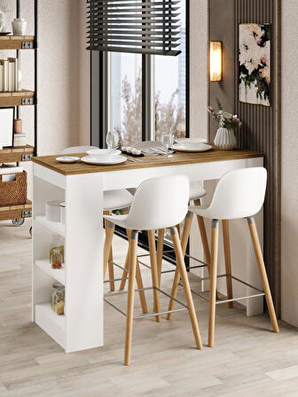 Shelfy Bar Raflı Yemek Masası Safir Meşe