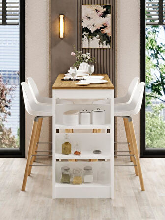 Shelfy Bar Raflı Yemek Masası Safir Meşe