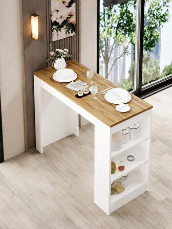 Shelfy Bar Raflı Yemek Masası Safir Meşe