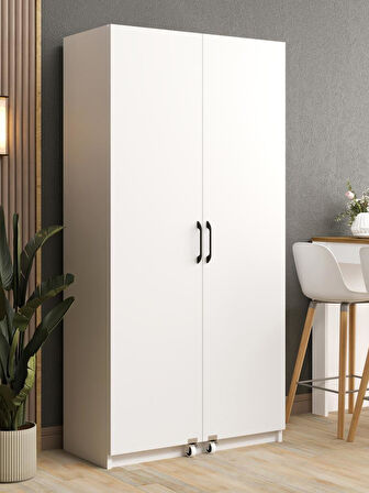 Kuzeylife Novensa Çok Amaçlı Erzak-Kiler Dolabı İki Kapaklı Beyaz