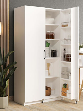 Kuzeylife Novensa Çok Amaçlı Erzak-Kiler Dolabı İki Kapaklı Beyaz