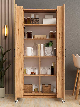 Kuzeylife Novensa Çok Amaçlı Erzak-Kiler Dolabı İki Kapaklı Çam