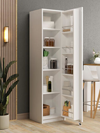 Kuzeylife Novensa Çok Amaçlı Erzak-Kiler Dolabı Tek Kapaklı Beyaz