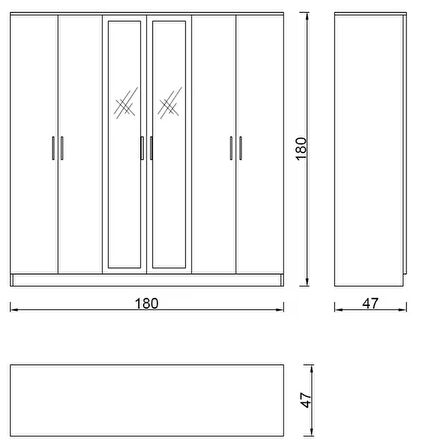 Kuzeylife Modena Aynalı Gardırop
