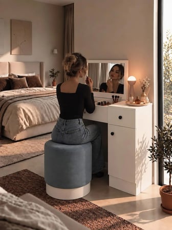 Kuzeylife Bella Aynalı Makyaj Masası