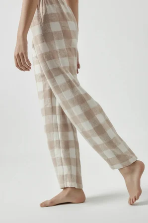 Pamuklu Ekoseli Flanel Dokuma Pijama Altı