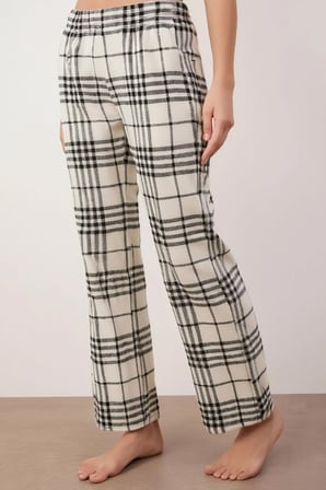Pamuklu Ekoseli Flanel Dokuma Pijama Altı