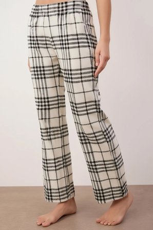 Pamuklu Ekoseli Flanel Dokuma Pijama Altı