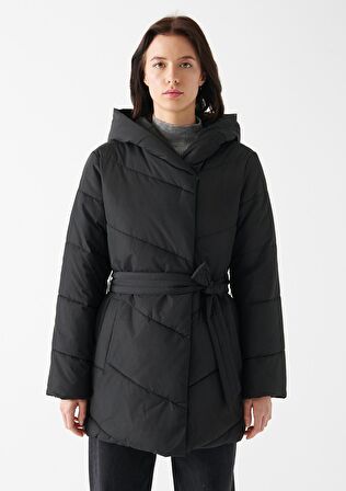 Mavi Kapüşonlu Siyah Parka 1110045-900