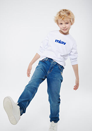 Mavi Miav Baskılı Beyaz Sweatshirt 6610031-620