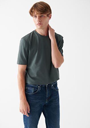 Mavi Bisiklet Yaka Yeşil Basic Tişört 0610252-71598