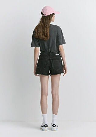 Rosie 90lar Yırtıklı Antrasit Jean Şort 1447481224