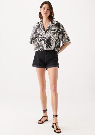 Mavi Clara Koyu Duman Gri Jean Şort 1450181234