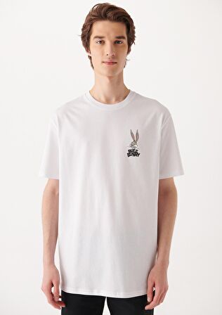 Mavi Bugs Bunny Baskılı Beyaz Tişört 0610636-620