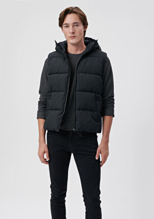 Mavi Kapüşonlu Gri Yelek 0110089-80022