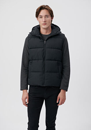 Mavi Kapüşonlu Gri Yelek 0110089-80022