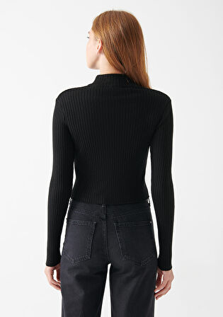 Mavi Çift Yön Fermuarlı Siyah Triko 171469-900