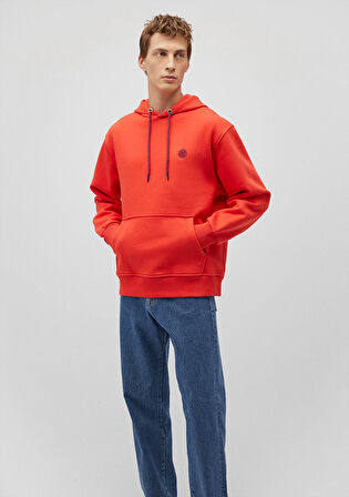 Mavi Logo Nakışlı Kapüşonlu Kırmızı Sweatshirt 065809-70481