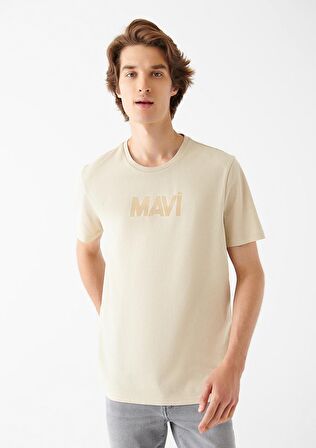 Mavi Logo Baskılı Kahverengi Tişört 066846-70322