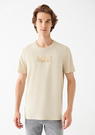 Mavi Logo Baskılı Kahverengi Tişört 066846-70322