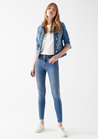 Serenay Mavi Zımparalı Gold Shape Jean Pantolon 100980-82194