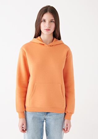 Mavi Kapüşonlu Turuncu Basic Sweatshirt 167299-71417