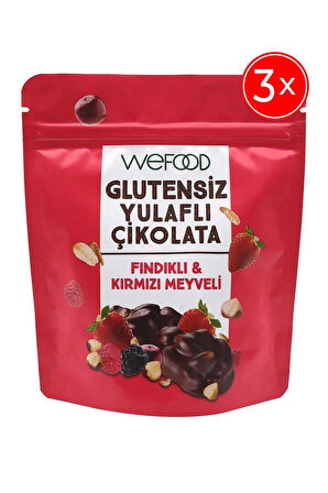 Glutensiz Yulaflı Çikolata Fındıklı & Kırmızı Meyveli 40 gr 3'lü