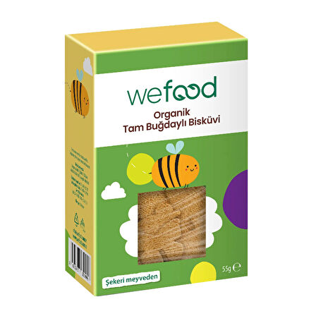 Wefood Kids Organik Tam Buğdaylı Bisküvi 55 gr 5'li