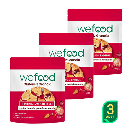 Glutensiz Granola Kırmızı Meyve & Bademli 60 gr 3'lü