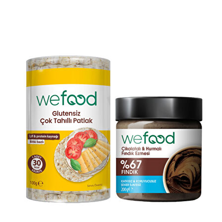 Wefood Çikolatalı Hurmalı Fındık Ezmesi 200 gr + Wefood Glutensiz Çok Tahıllı Patlak 100 gr