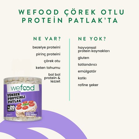Wefood Çörek Otlu Protein Patlak 80 g 3'lü