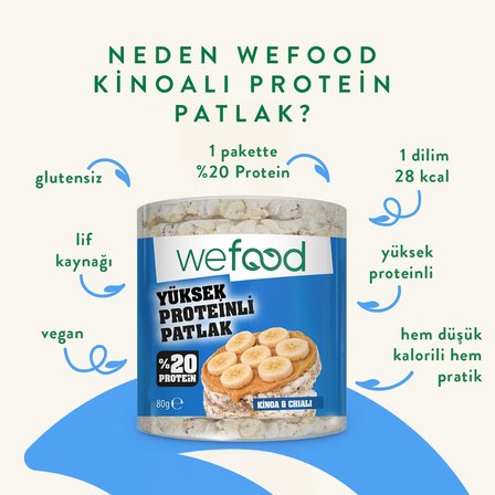 Wefood Kinoalı Protein Patlak 80 g 5'li