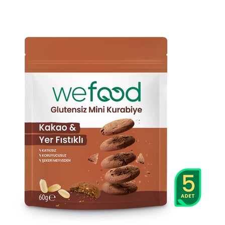 Wefood Glutensiz Mini Kurabiye Kakao & Yer Fıstıklı 5'li