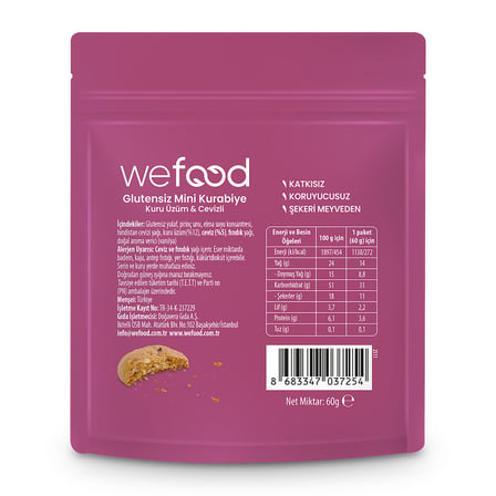 Wefood Glutensiz Mini Kurabiye Kuru Üzüm & Cevizli 3'lü