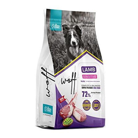 Woff Super Premium Sensitive Lamb Hassas Deri Yapılı Köpekler İçin Kuzu Etli Yetişkin Köpek Maması 2,5 Kg